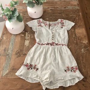 American Eagle Floral Embroidered Romper